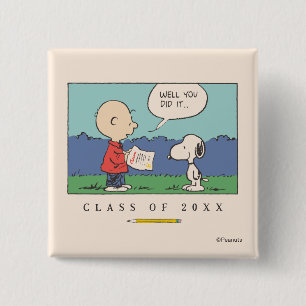 Peanuts Charlie Brown Snoopy Well You Did It Grad 15 Cm Square Badge