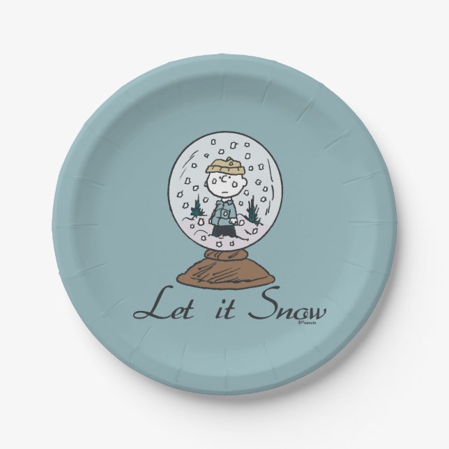 Peanuts | Charlie Brown Snow Globe Paper Plate (Front)