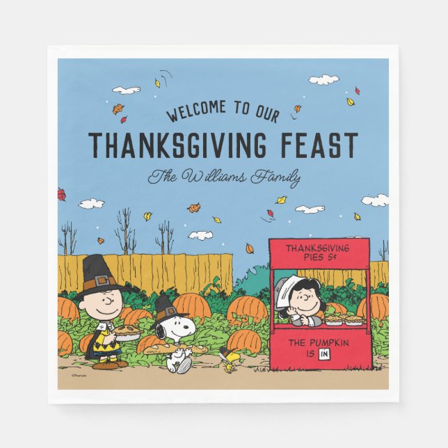 Peanuts | Charlie Brown Thanksgiving | Add Name Napkin (Front)