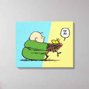 Peanuts   Charlie Brown & Woodstock Half & Half Canvas Print