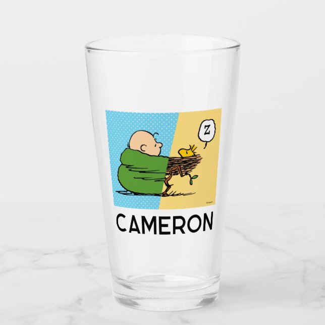 Peanuts | Charlie Brown & Woodstock Half & Half Glass (Front)