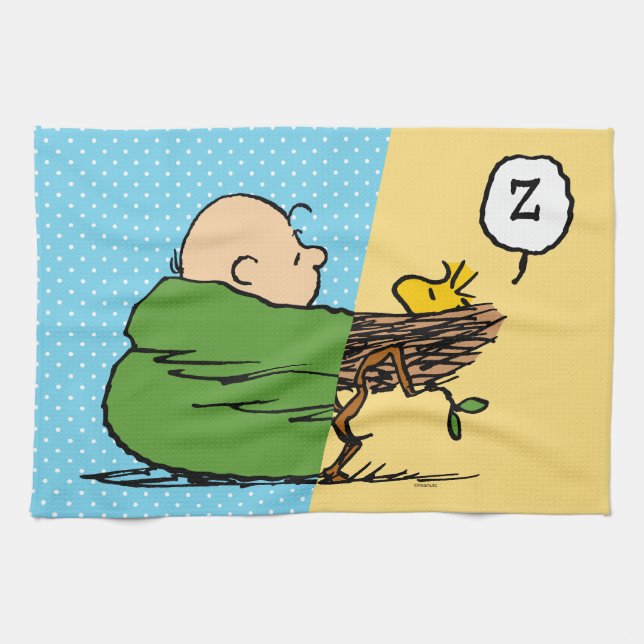 Peanuts | Charlie Brown & Woodstock Half & Half Tea Towel (Horizontal)