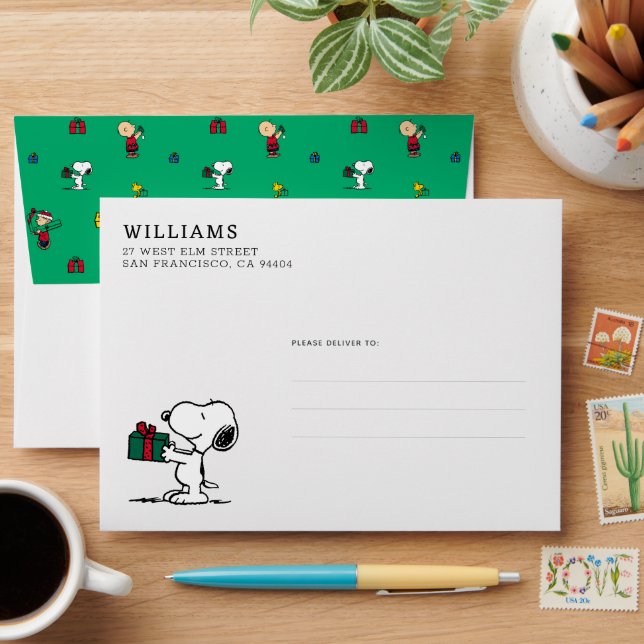 Peanuts | Christmas Gift Giving Pattern Envelope (Desk)