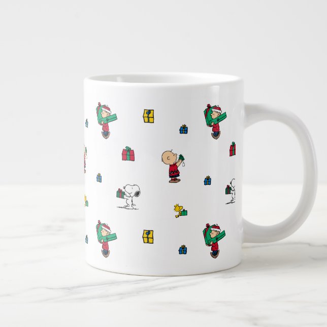 Peanuts | Christmas Gift Giving Pattern Large Coffee Mug (Right)