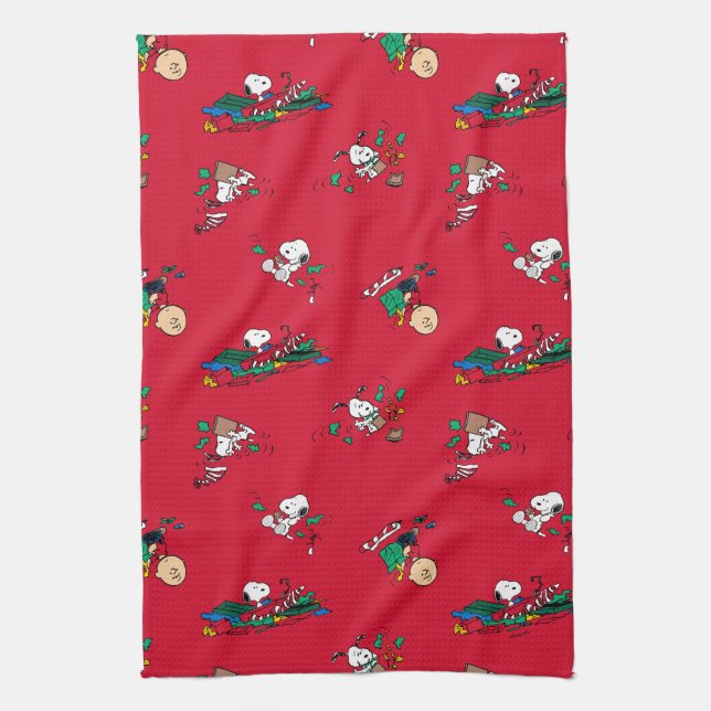 Peanuts | Christmas Gift Wrapping Pattern Tea Towel (Vertical)