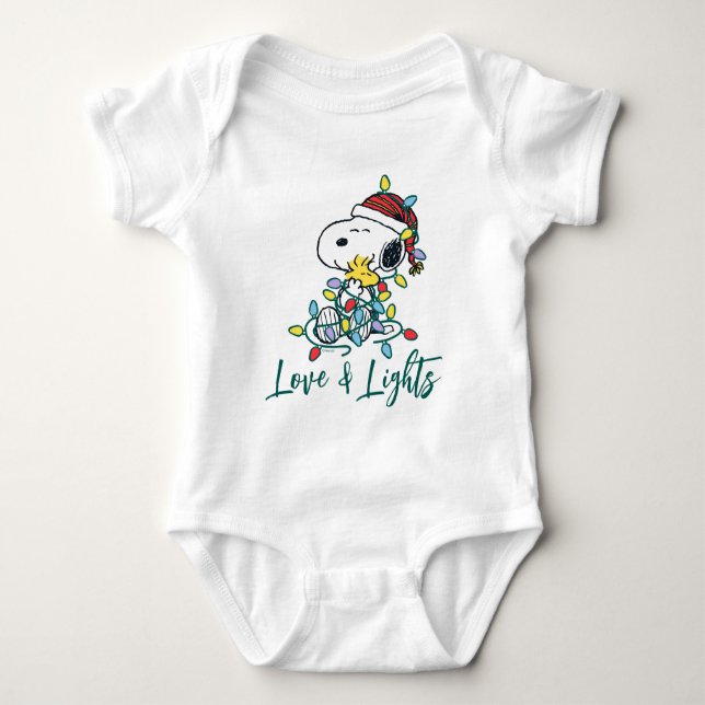 Peanuts | Christmas Love and Lights Baby Bodysuit (Front)