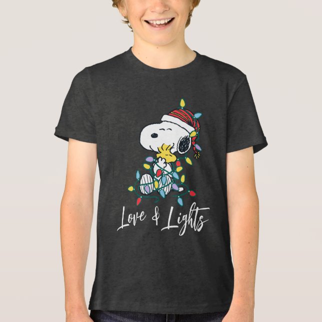 Peanuts | Christmas Love and Lights Tri-Blend Shirt (Front)