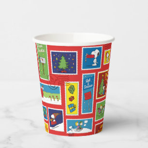Peanuts   Christmas Postage Stamps Pattern Paper Cups