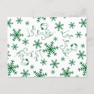 Peanuts   Christmas Snoopy Let It Snow Pattern Postcard