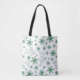 Peanuts   Christmas Snoopy Let It Snow Pattern Tote Bag