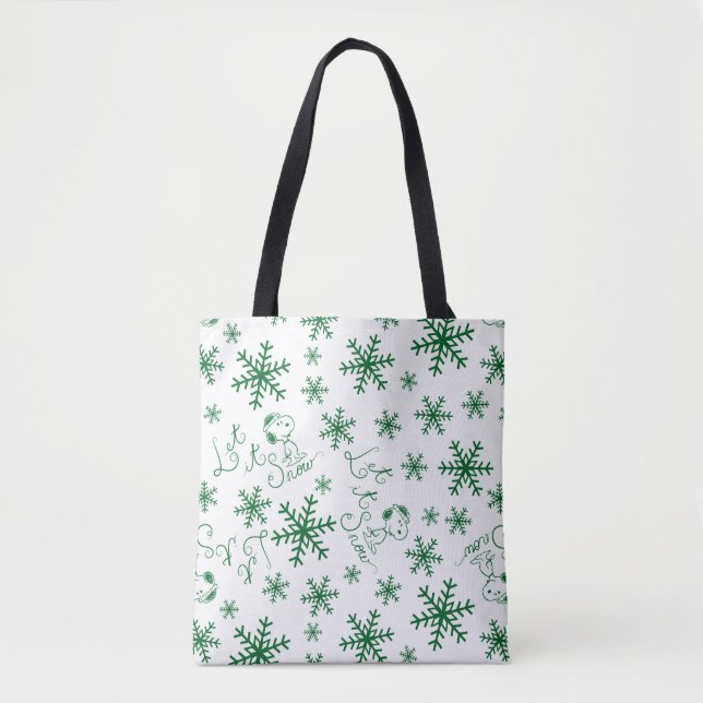 Peanuts | Christmas Snoopy Let It Snow Pattern Tote Bag (Front)