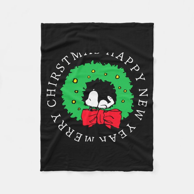 Peanuts Christmas Wreath  Fleece Blanket (Front)