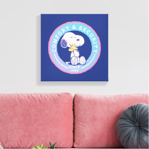 Peanuts   Comfort & Security Badge Blue Canvas Print