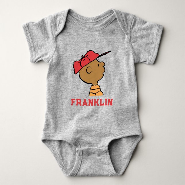 Peanuts | Franklin Baseball Cap Baby Bodysuit (Front)