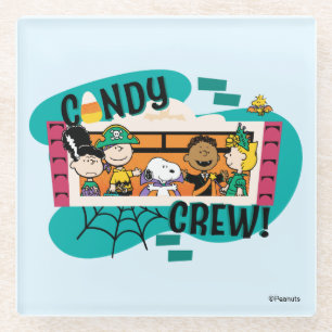 Peanuts Gang Candy Crew Halloween Glass Coaster