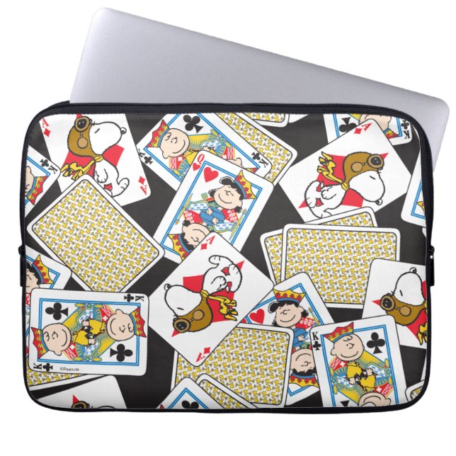 Peanuts Gang Card Deck Pattern Laptop Sleeve (Front)