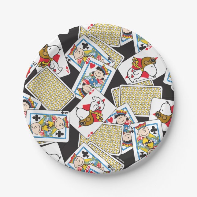 Peanuts Gang Card Deck Pattern Paper Plate (Front)