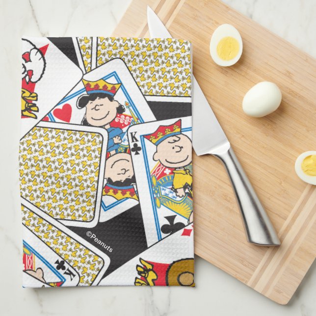 Peanuts Gang Card Deck Pattern Tea Towel (Quarter Fold)