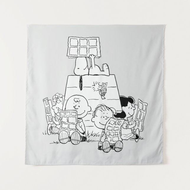 Peanuts Gang Reading Comics Tapestry (Front)