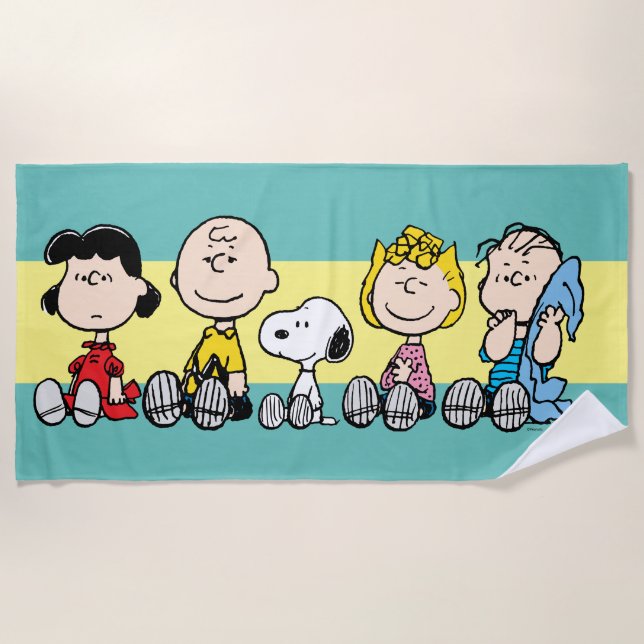 Peanuts Gang Sitting Together Beach Towel (Front)