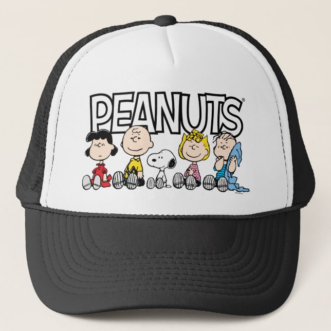 Peanuts Gang Sitting Together Trucker Hat (Front)