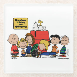 Peanuts   Happiness is Being One of the Gang Glass Coaster
