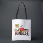 Peanuts | Happiness is Being One of the Gang Tote Bag<br><div class="desc">Happiness is indeed being part of the Peanuts gang,  as depicted in the beloved comic strip and its various adaptations. The Peanuts characters,  despite their flaws and struggles,  find joy in their close-knit friendships and shared experiences.</div>