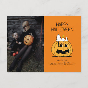 Peanuts   Happy Halloween Snoopy & Jack O' Lantern Holiday Postcard