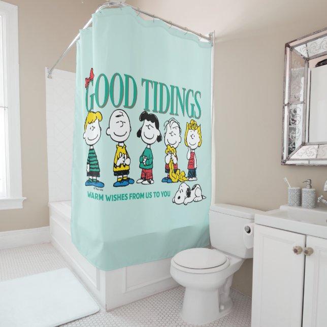Peanuts | Holiday Good Tidings Shower Curtain (In Situ)