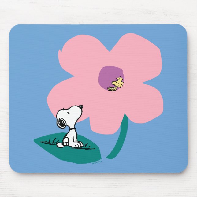 Peanuts | Illustrating Nature Pink Flower Mouse Pad (Front)
