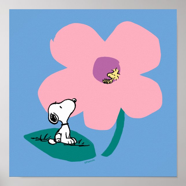 Peanuts | Illustrating Nature Pink Flower Poster (Front)