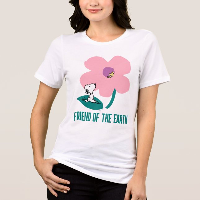Peanuts | Illustrating Nature Pink Flower Tri-Blend Shirt (Front)