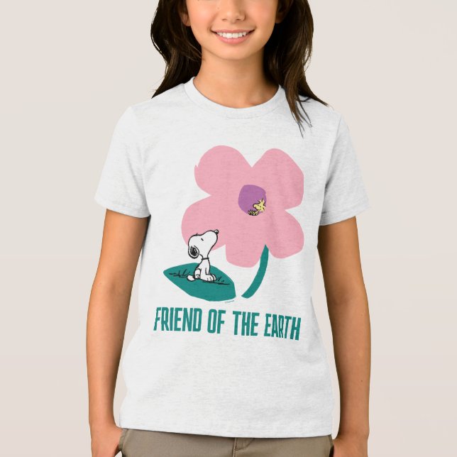 Peanuts | Illustrating Nature Pink Flower Tri-Blend Shirt (Front)