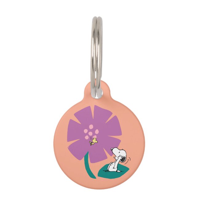 Peanuts | Illustrating Nature Purple Flower Pet Tag (Front)