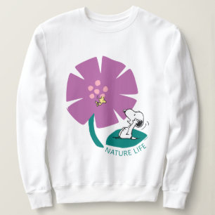 Peanuts Illustrating Nature Purple Flower Sweatshirt