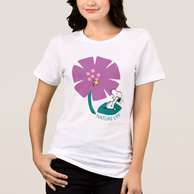 Peanuts | Illustrating Nature Purple Flower Tri-Blend Shirt (Front)