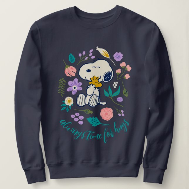 Peanuts In Bloom | Snoopy & Woodstock Flower Hug Sweatshirt (Design Front)