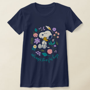 Peanuts In Bloom   Snoopy & Woodstock Flower Hug T-Shirt