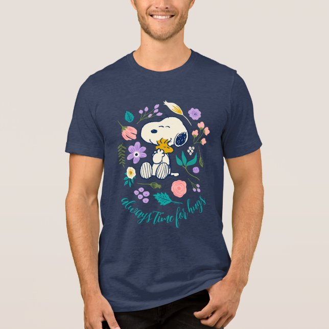 Peanuts In Bloom | Snoopy & Woodstock Flower Hug Tri-Blend Shirt (Front)