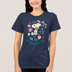 Peanuts In Bloom   Snoopy & Woodstock Flower Hug Tri-Blend Shirt