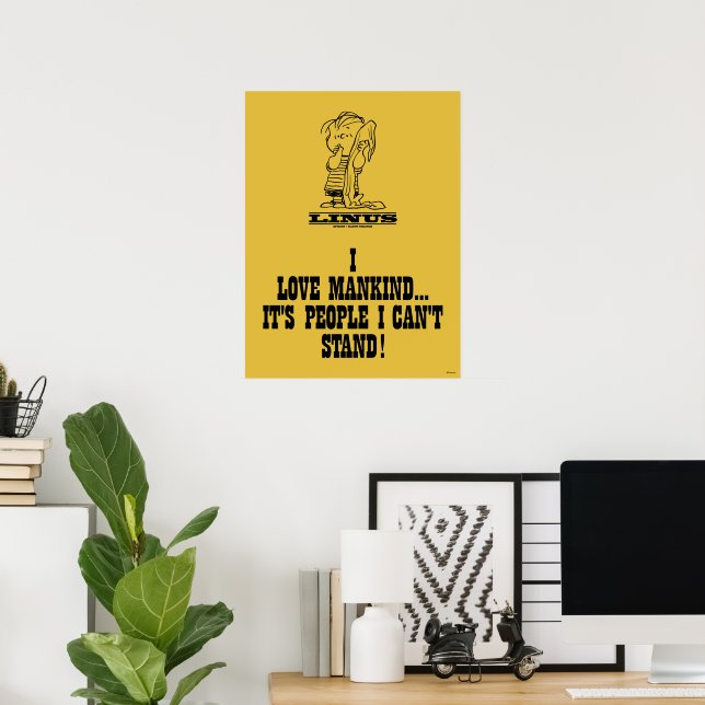 Peanuts | Linus Loves Mankind Poster (Home Office)
