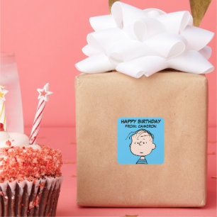 Peanuts   Linus Portrait   Happy Birthday Square Sticker