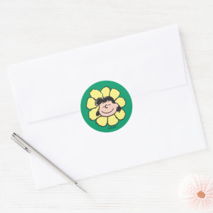 Peanuts   Lucy Flower Classic Round Sticker
