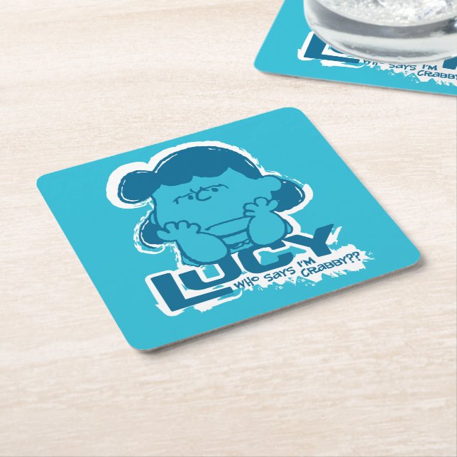 Peanuts | Lucy Who Says I'm Crabby?? Square Paper Coaster (Angled)