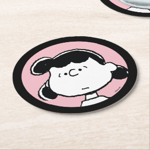Peanuts   Lucy's Faces Round Paper Coaster