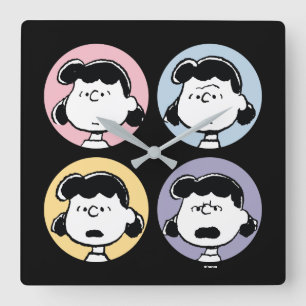 Peanuts   Lucy's Faces Square Wall Clock