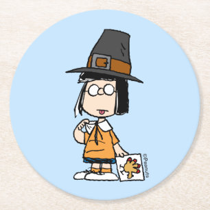 Peanuts   Marcie Pilgrim Round Paper Coaster