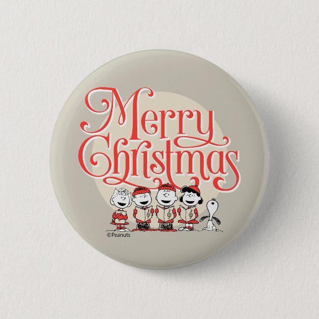 Peanuts | Merry Christmas Holiday Choir 6 Cm Round Badge (Front)
