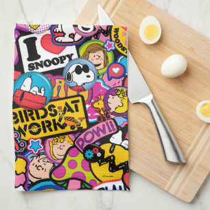 Peanuts   Mixtape Patch Pattern Tea Towel