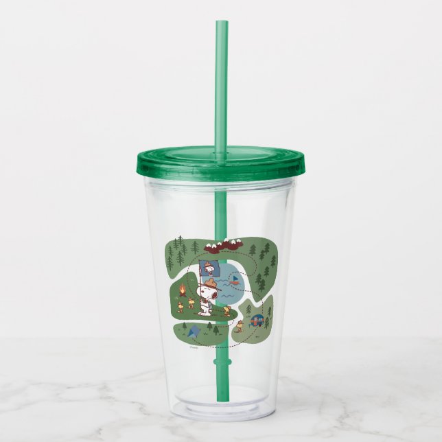 Peanuts | Nestled in the Mountains Campsite Acrylic Tumbler (Front)